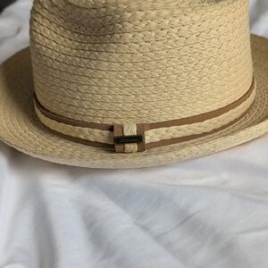 Billabong Natural Straw Fedora Hat with Braided Trim